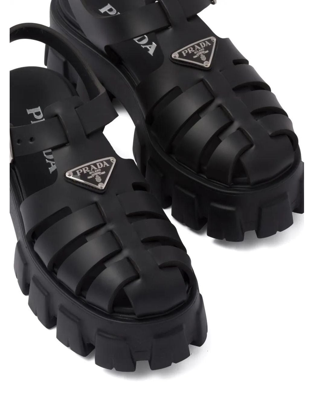 Prada Black Plateausandalen Monolith aus Gummi