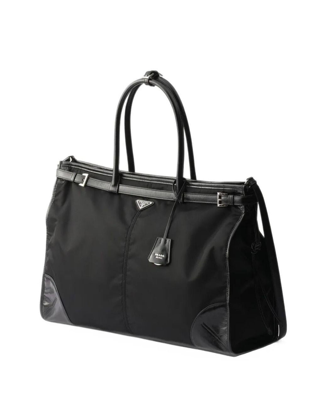 Prada Black Bonnie Re-Nylon And Leather Tote Bag for men