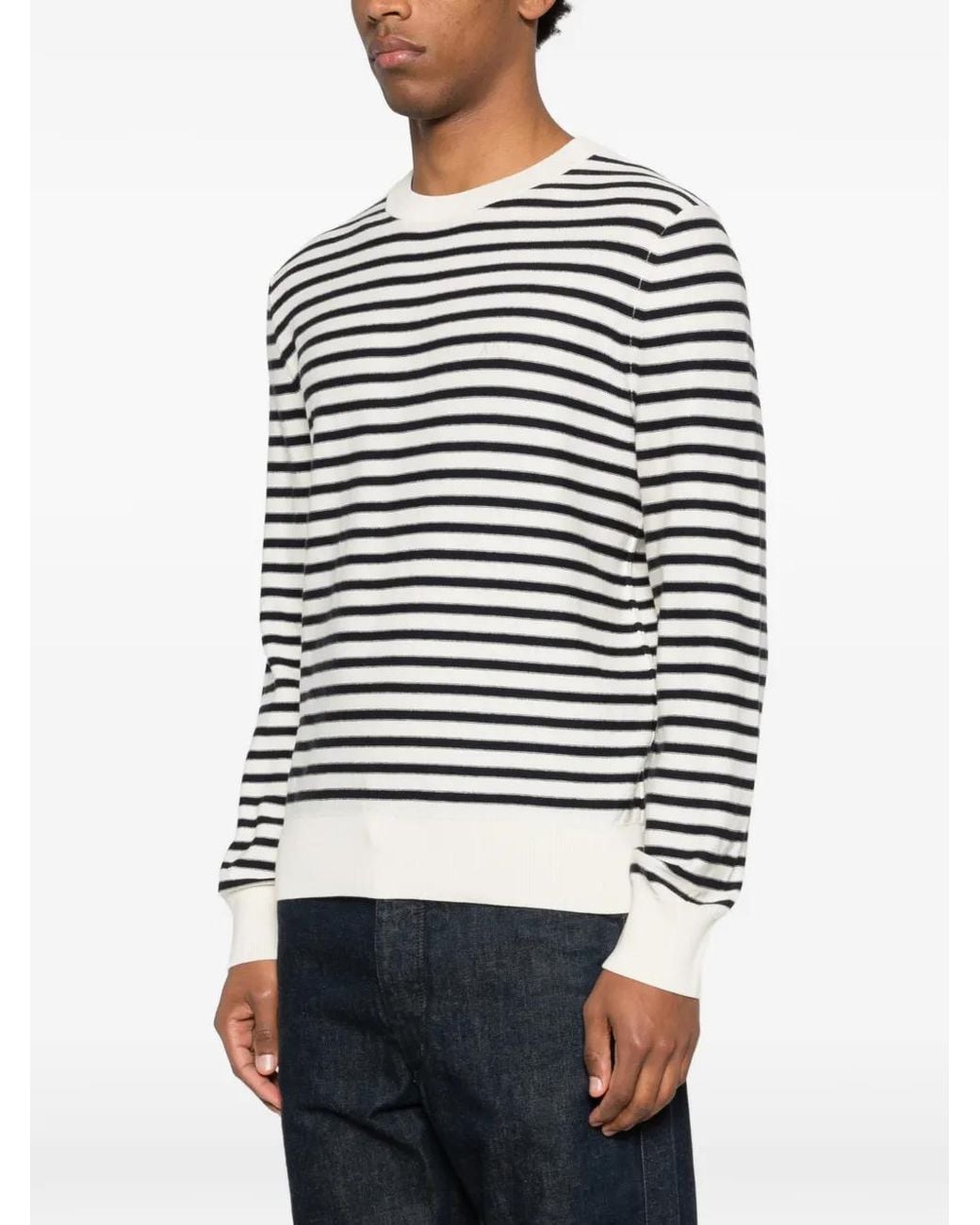 A.P.C. Black Striped Knitted Sweater for men