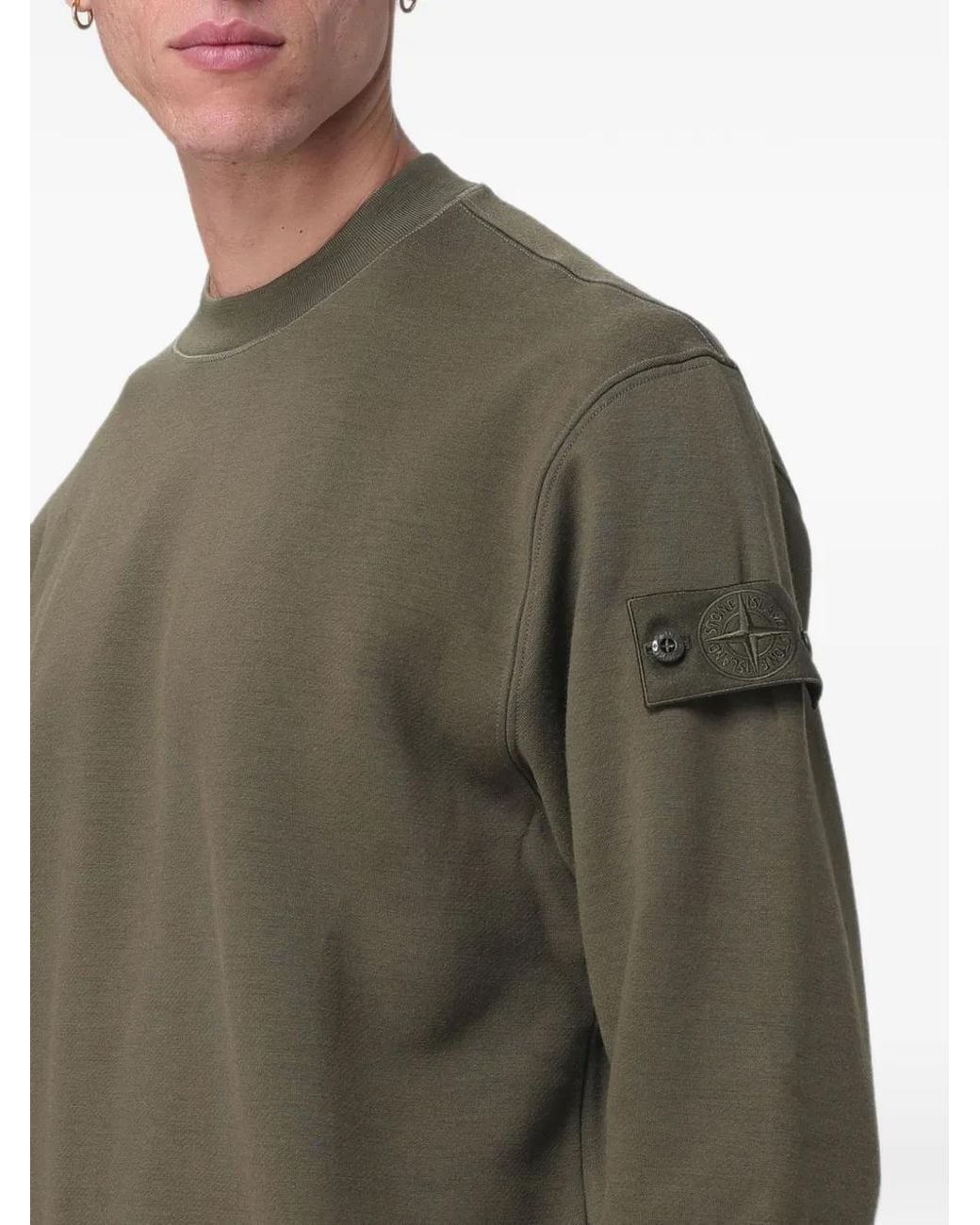 Stone Island Green Compass Patch Sweater for men
