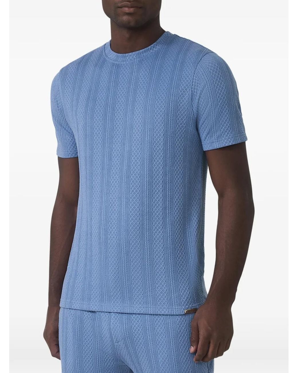 Mauvais Blue Tanami Cable-Knit Textured T-Shirt for men