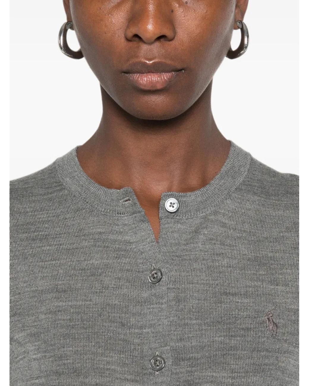 Polo Ralph Lauren Gray Button-Up Wool Cardigan