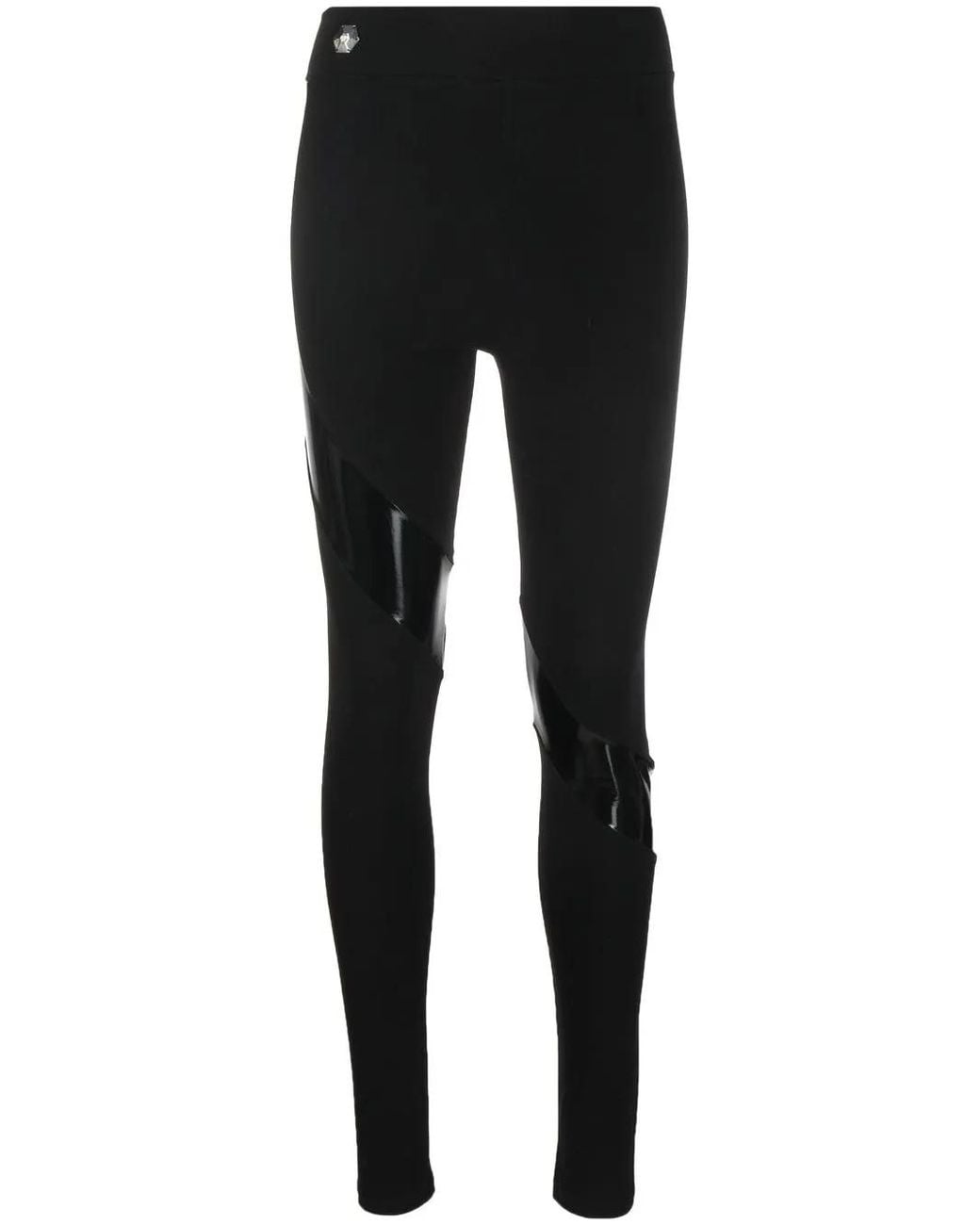 Philipp Plein Black Tape-Detail Stretch Leggings