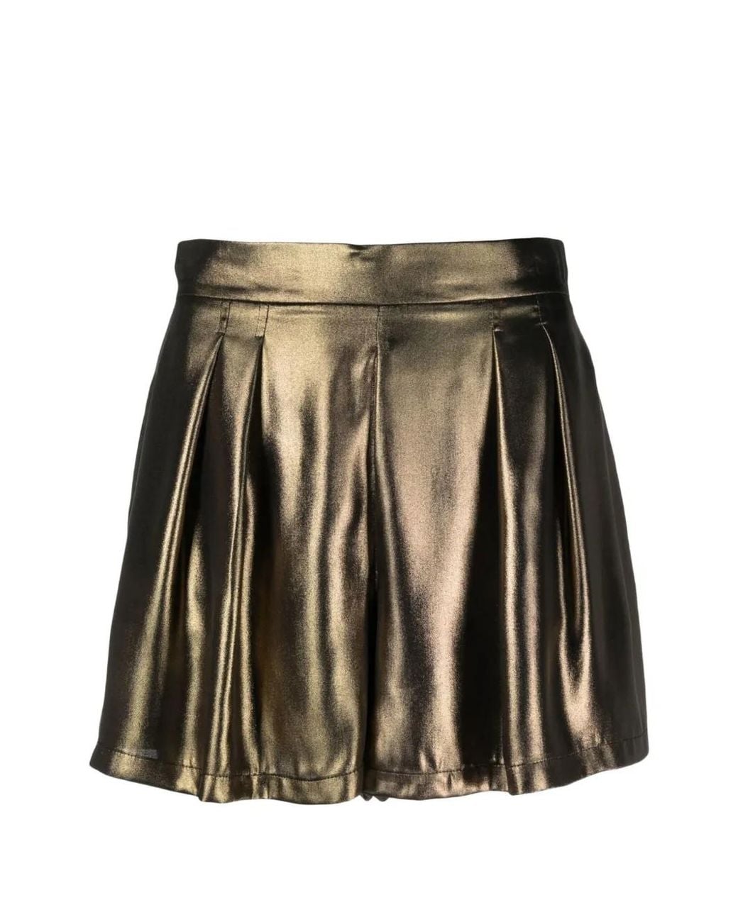 Tessitura Pleated Metallic Mini Shorts