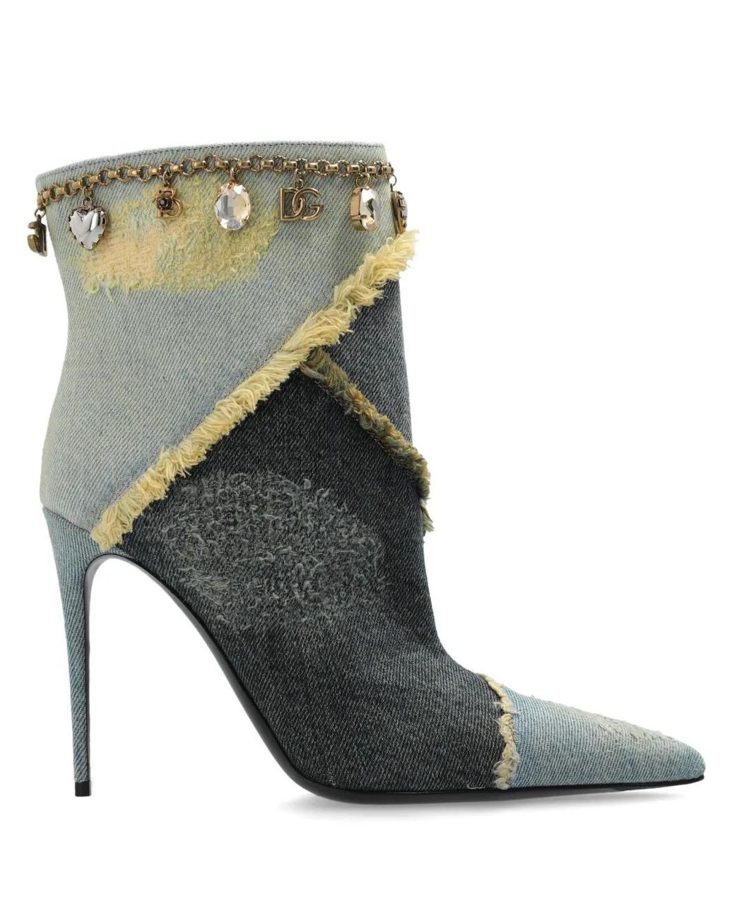 Dolce & Gabbana Black Distressed Denim Boots
