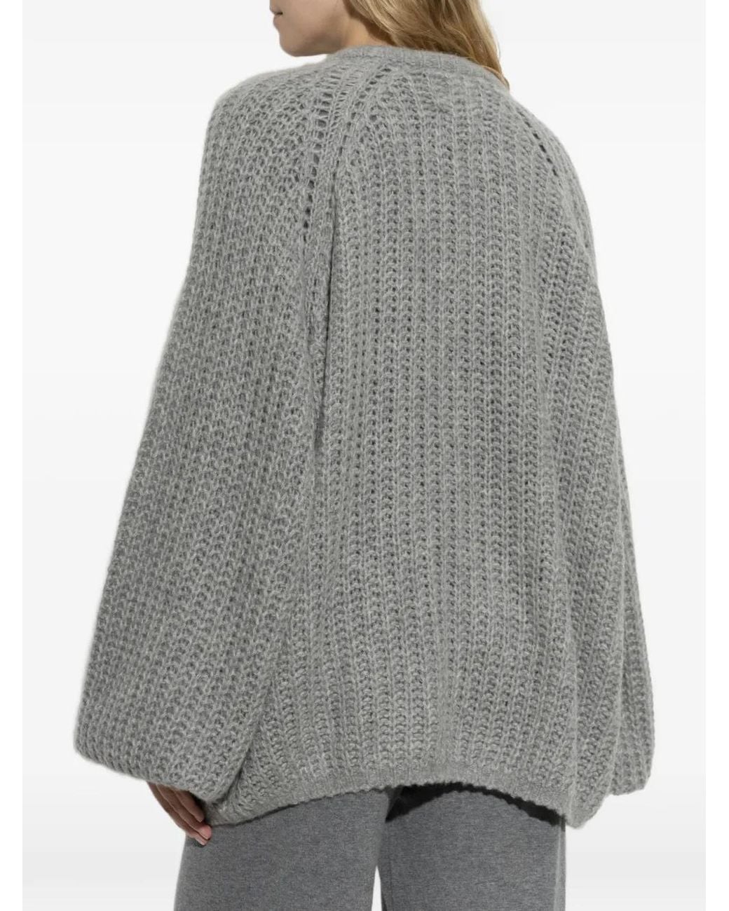 Lisa Yang Gray Thena Chunky-Knit Cardigan