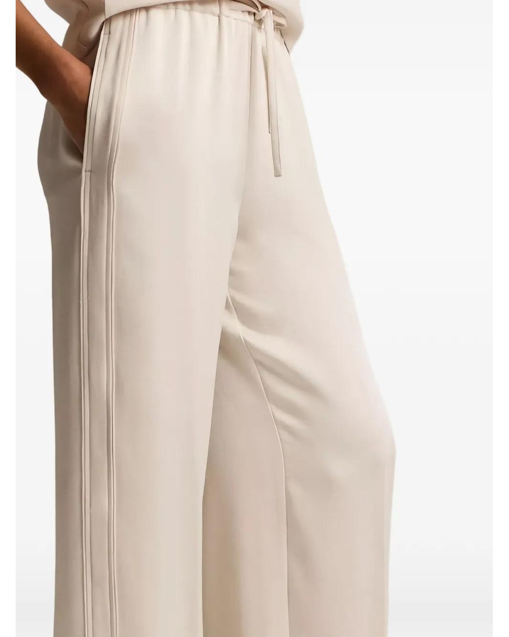Vince Natural Drawstring Wide-Leg Track Pants