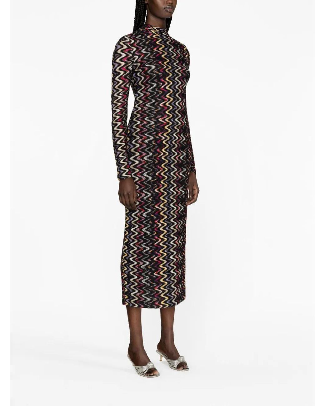 Missoni Zigzag Crochet-knit Midi Dress in Black | Lyst Missoni Zigzag Crochet-knit Midi Dress in Black | Lyst
