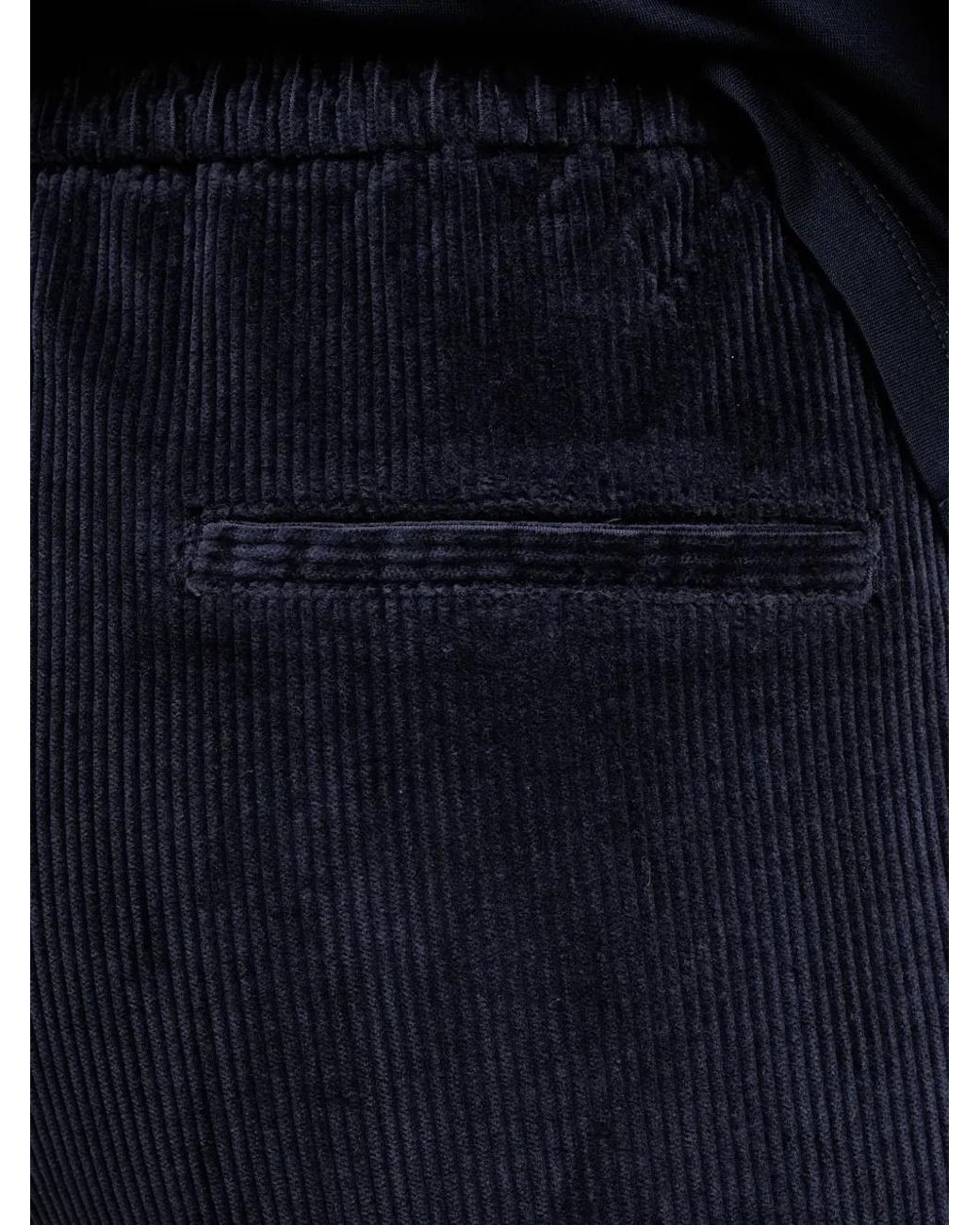 Benetton Blue Pantalon Plissé À Effet Velours Côtelé