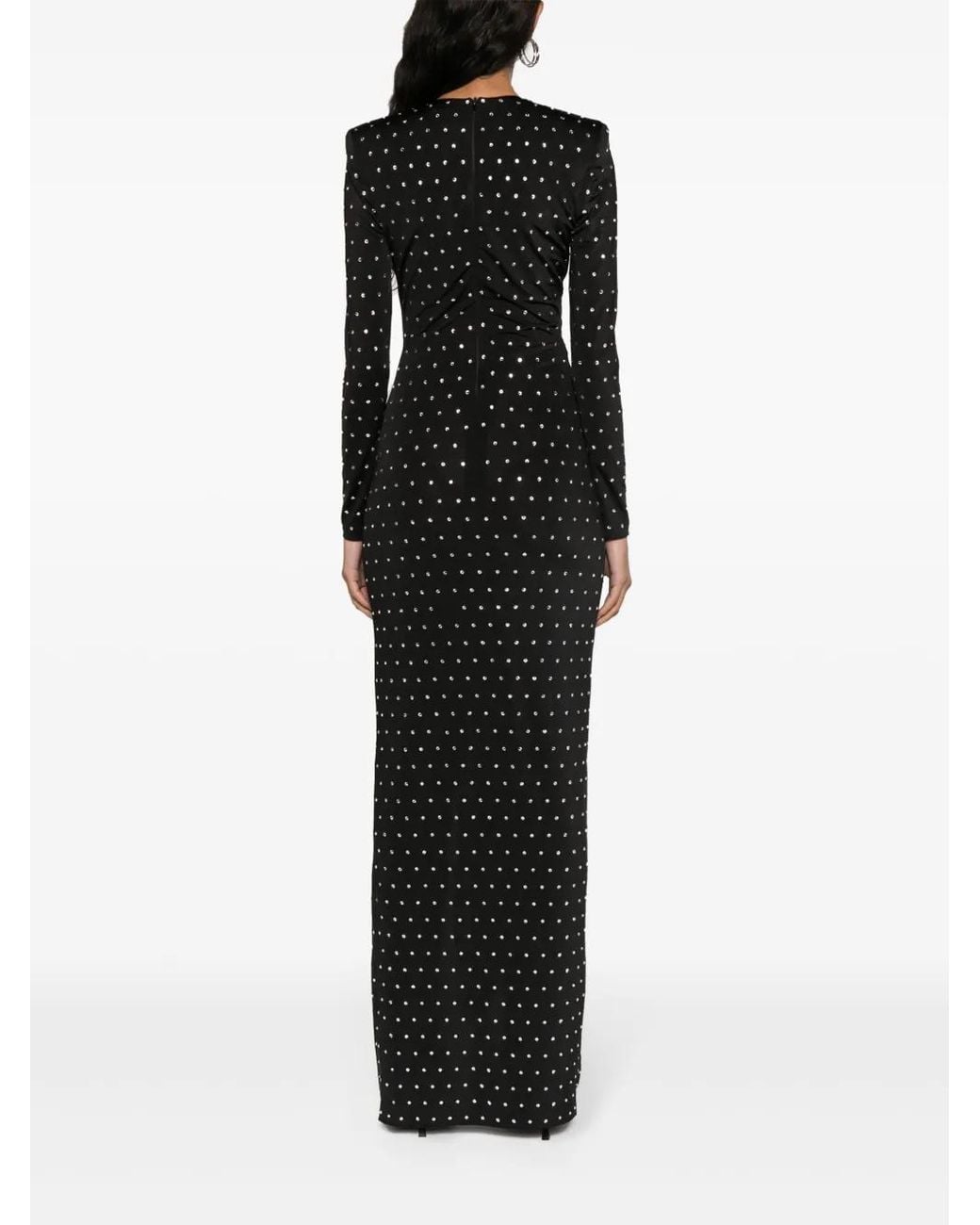 Nissa Black Crystal-Embellished Maxi Dress