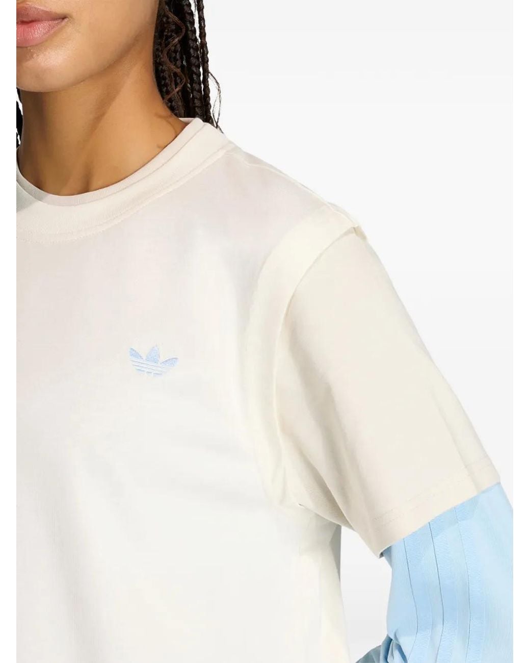 Adidas White Loose Layered Long Sleeve T-Shirt