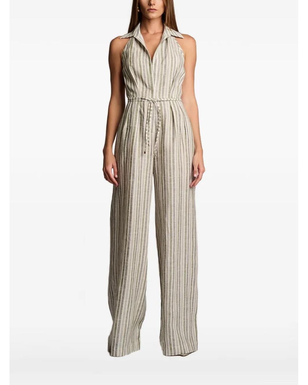 Hevron Natural Striped Halterneck Top