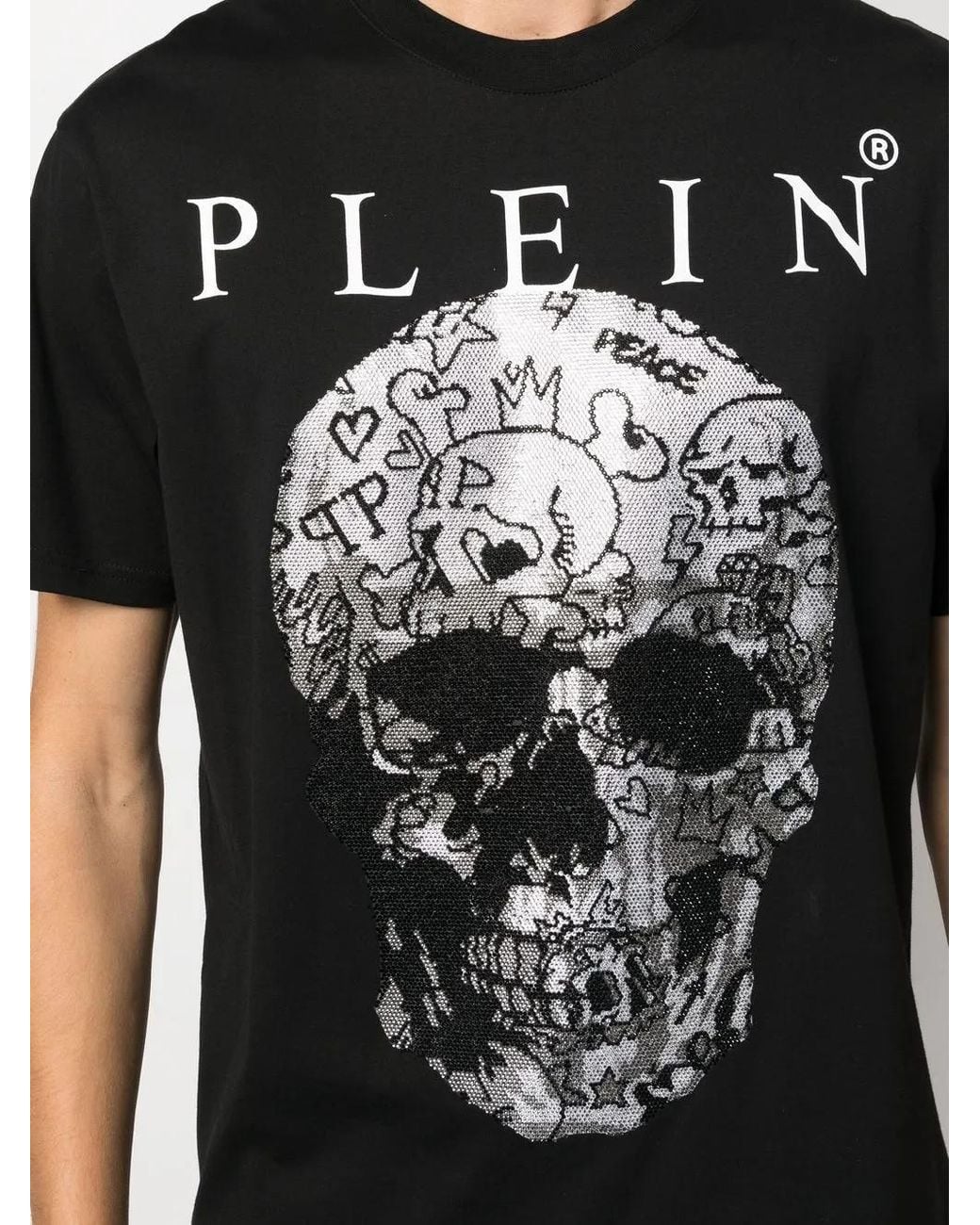 Philipp Plein Black Skull Print Short-Sleeve T-Shirt for men