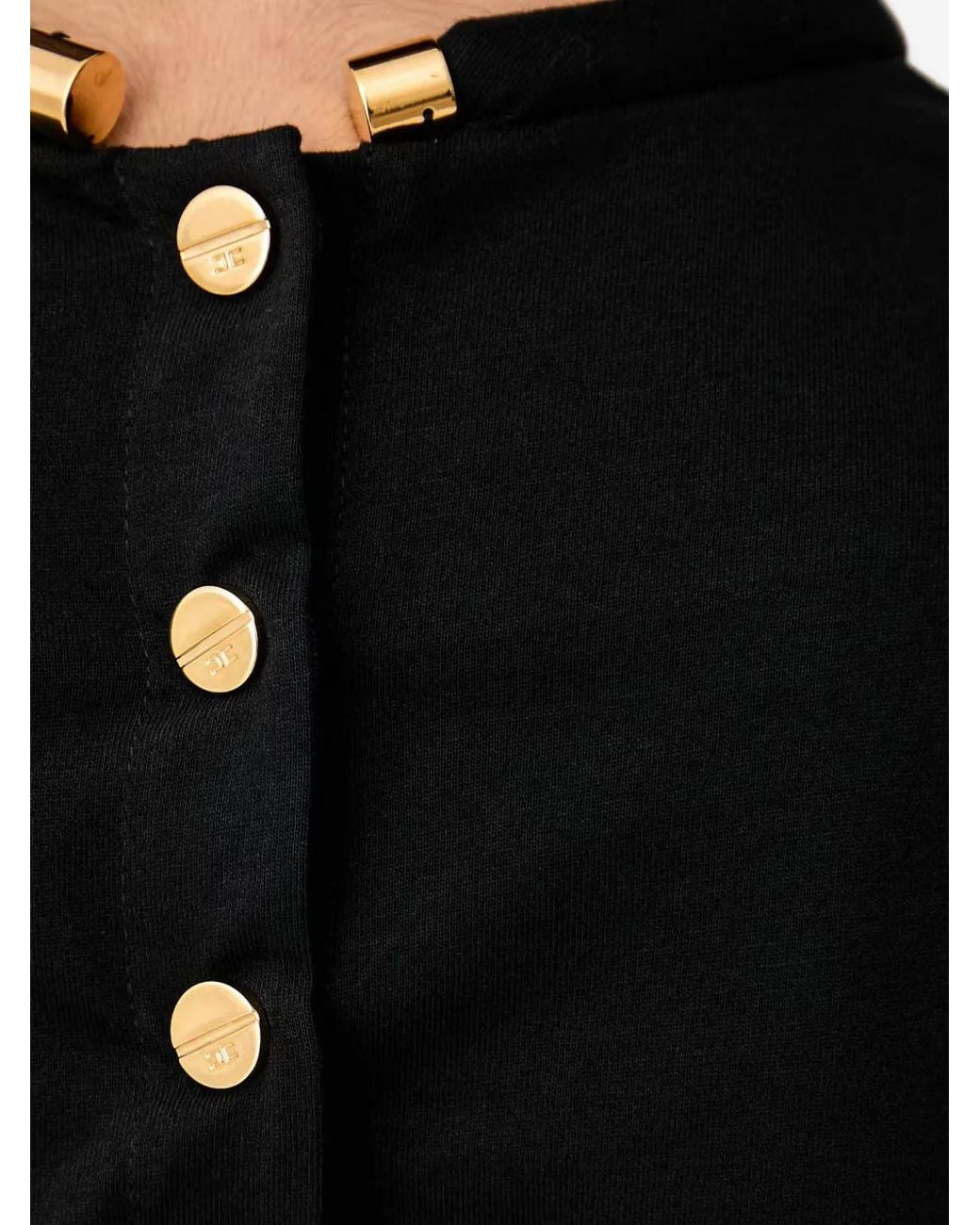 Elisabetta Franchi Black Button-Back T-Shirt