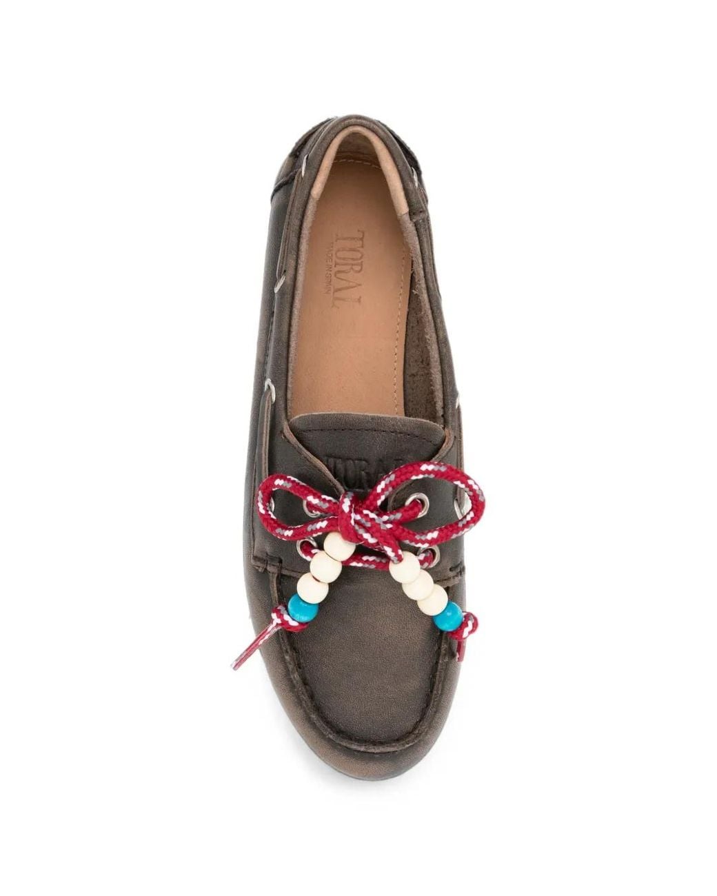 Toral Shoes White Nahua Beaded Leather Loafers