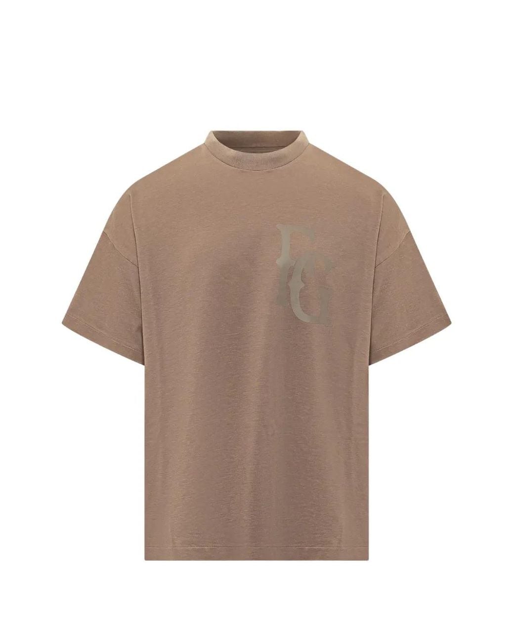Fear Of God Gray Logo-Print Drop-Shoulder T-Shirt for men