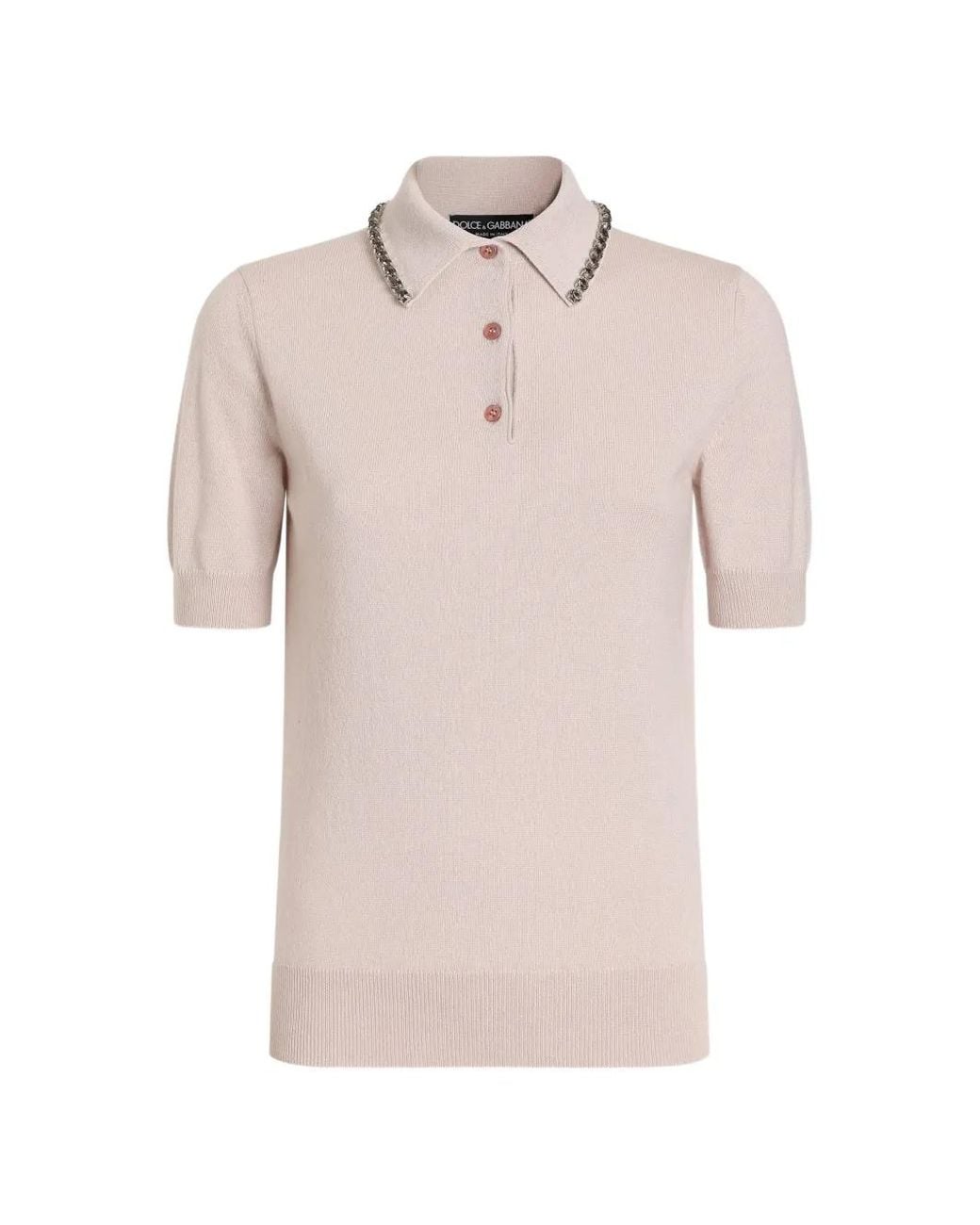Dolce & Gabbana Pink Smooth Cashmere Polo Top