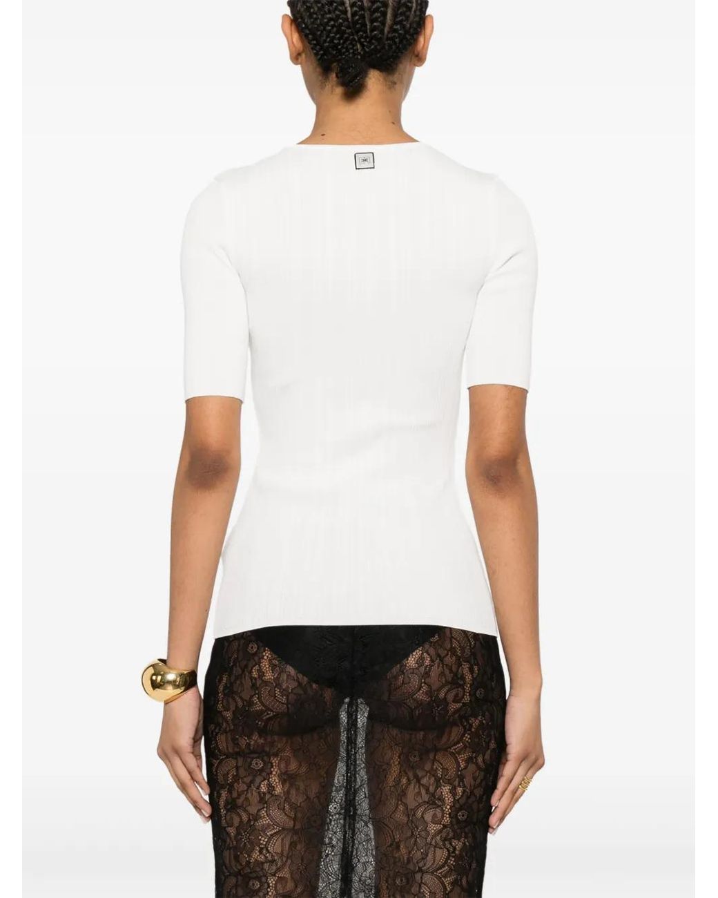 Elisabetta Franchi White Top With Lace-Up Detail