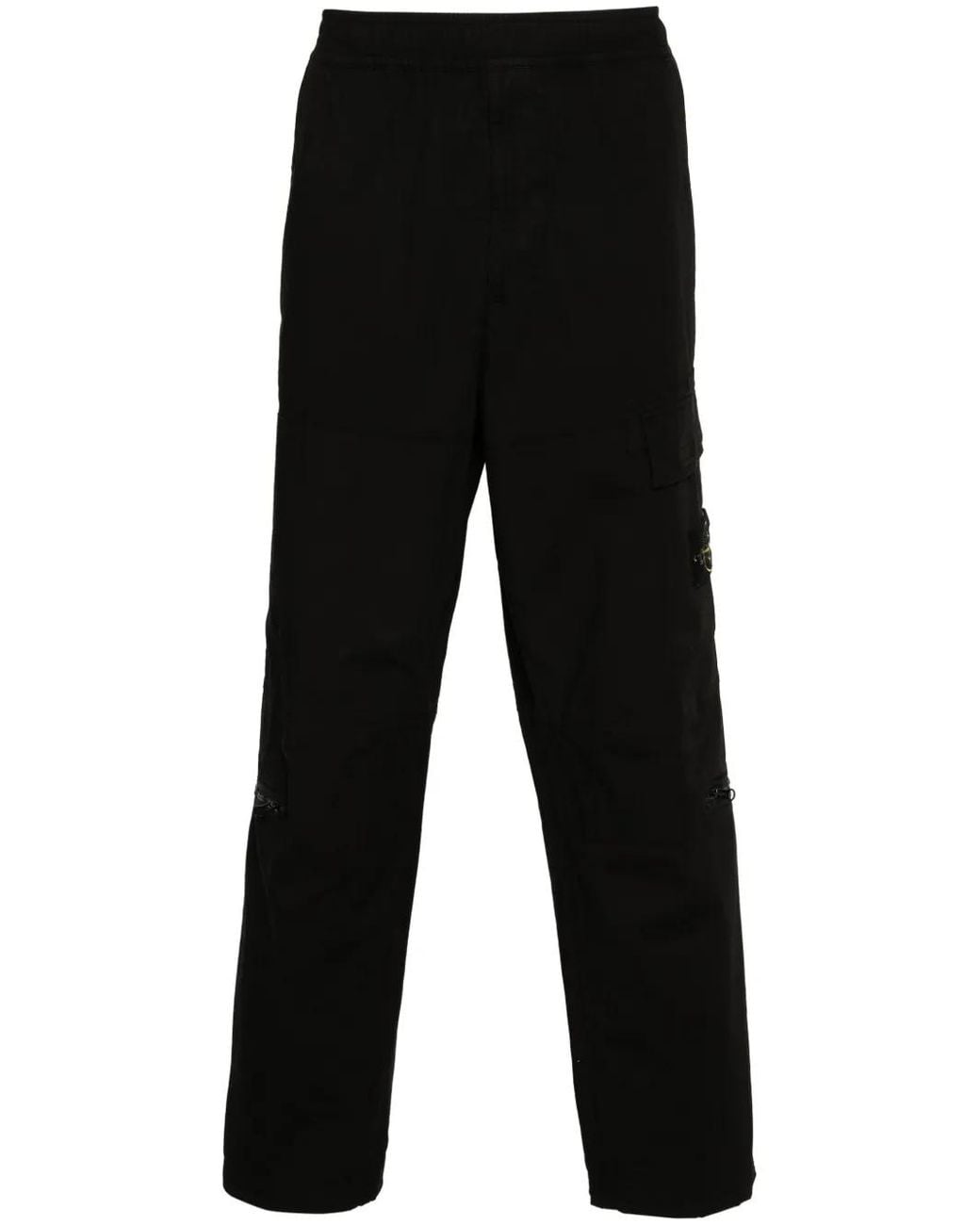 Stone Island Black Compass-Badge Cargo Trousers for men