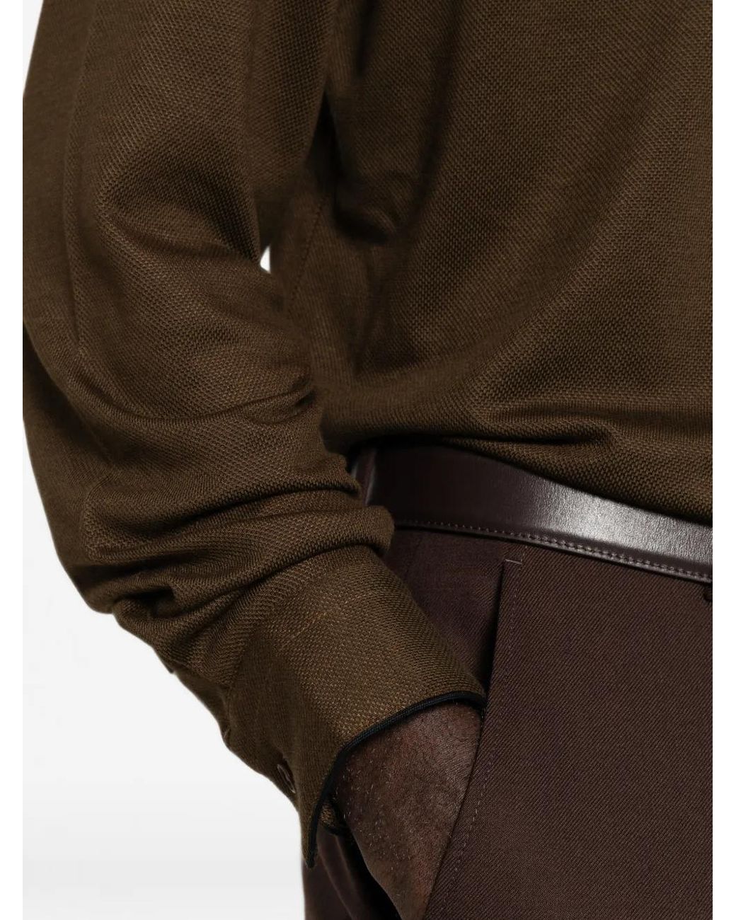 Tom Ford Brown Cotton Silk Piquet Polo for men