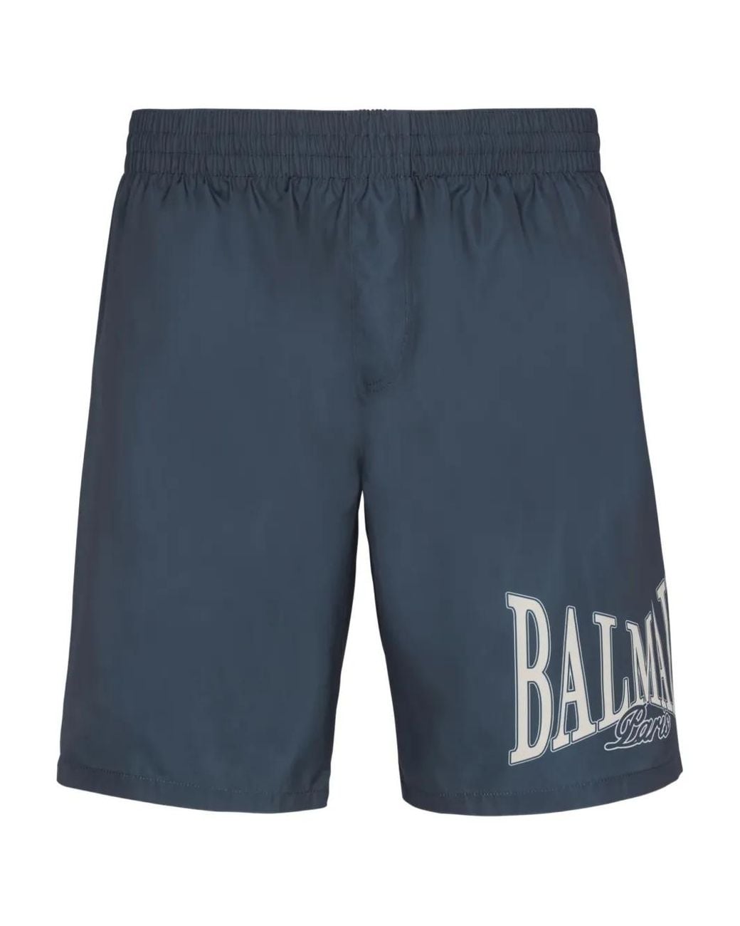 Balmain Blue College-Logo Swim Shorts for men
