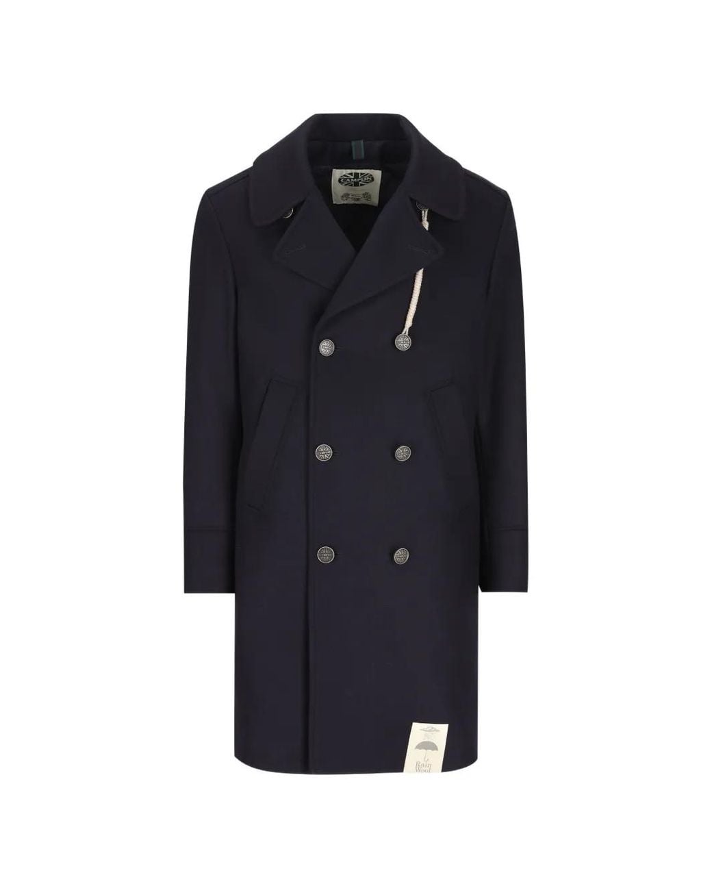 Camplin Blue Double-Breasted Logo-Button Coat for men