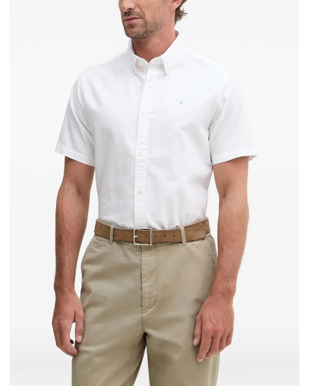 Barbour White Oxtown Short-Sleeve Shirt for men