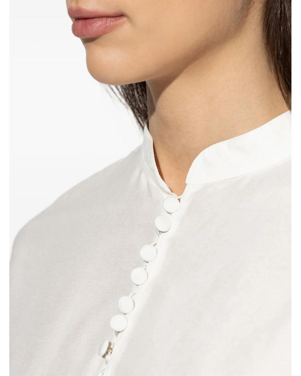 KENZO White Shirt With A Stand-Up Collar
