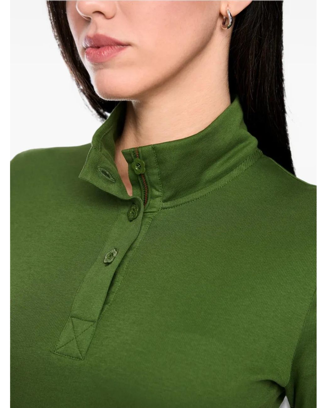 Marc Cain Green Button-Fastening Long-Sleeve T-Shirt