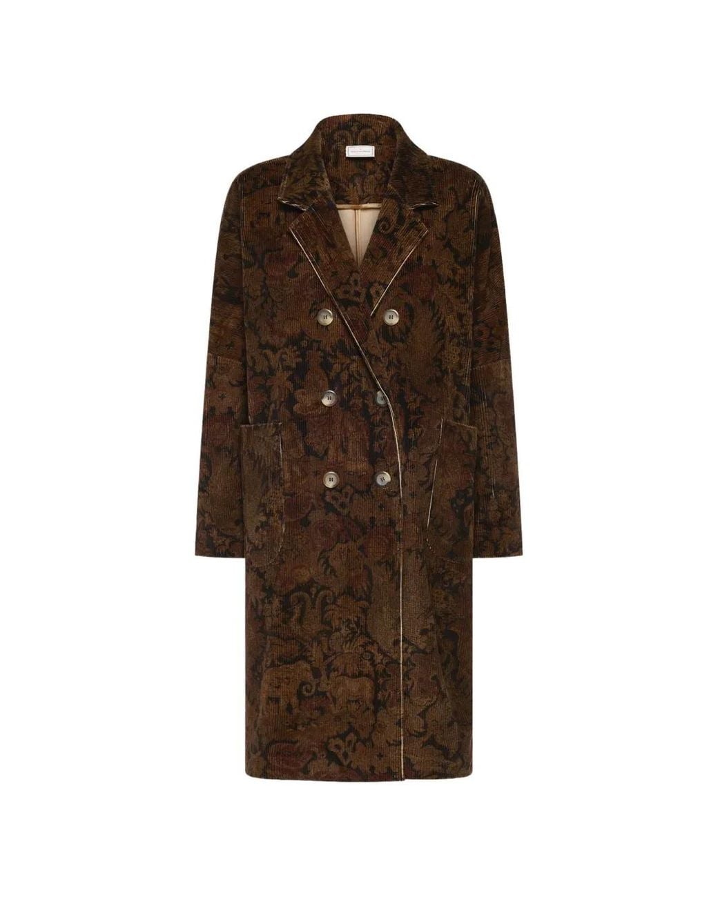 Pierre Louis Mascia Brown Griffintn Double-Breasted Patterned Coat