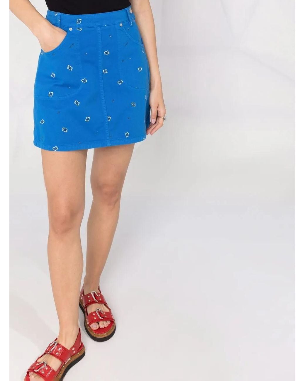 KENZO Blue Paisley-Print Skirt