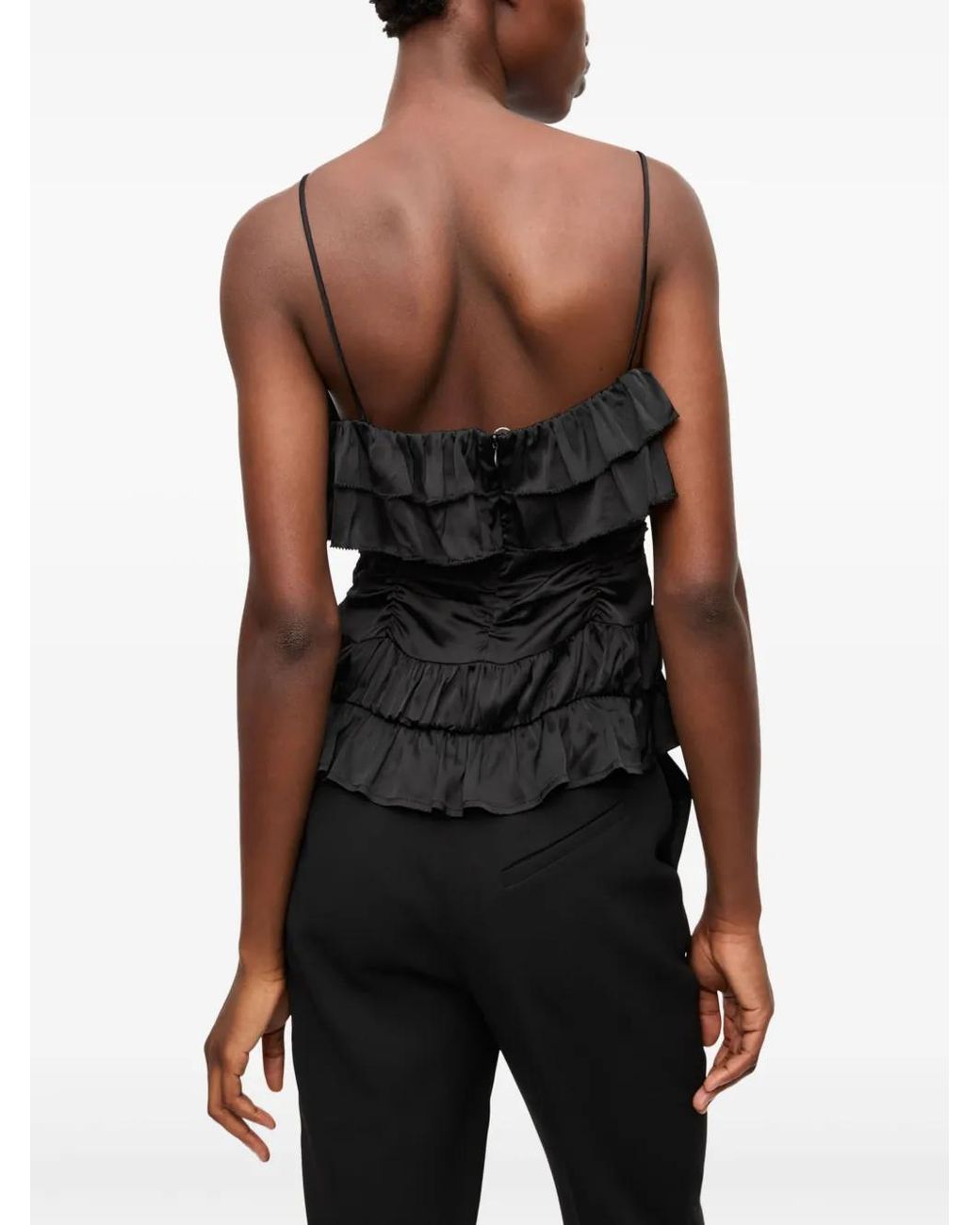Ganni Black Draped Top