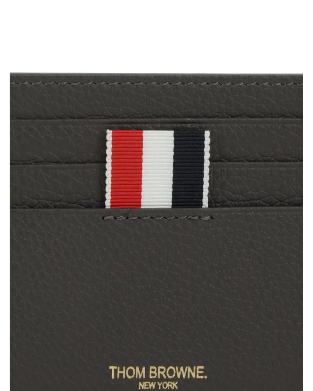 Thom Browne Black Grained Leather Card Holder for men