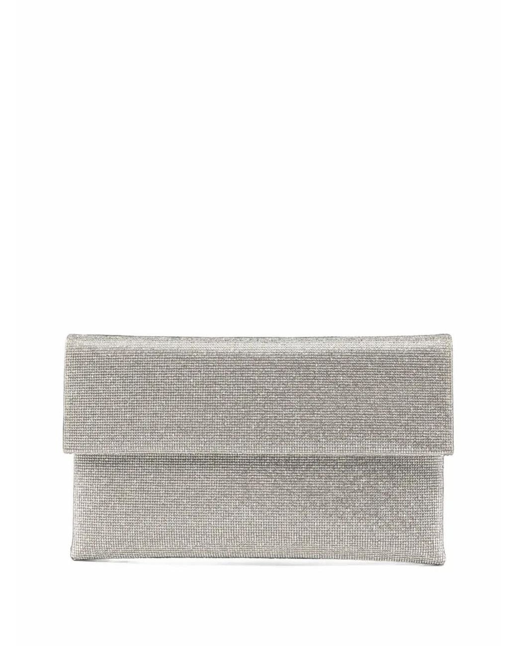 Twentyfourhaitch Gray Crystal-Embellished Envelope Shoulder Bag
