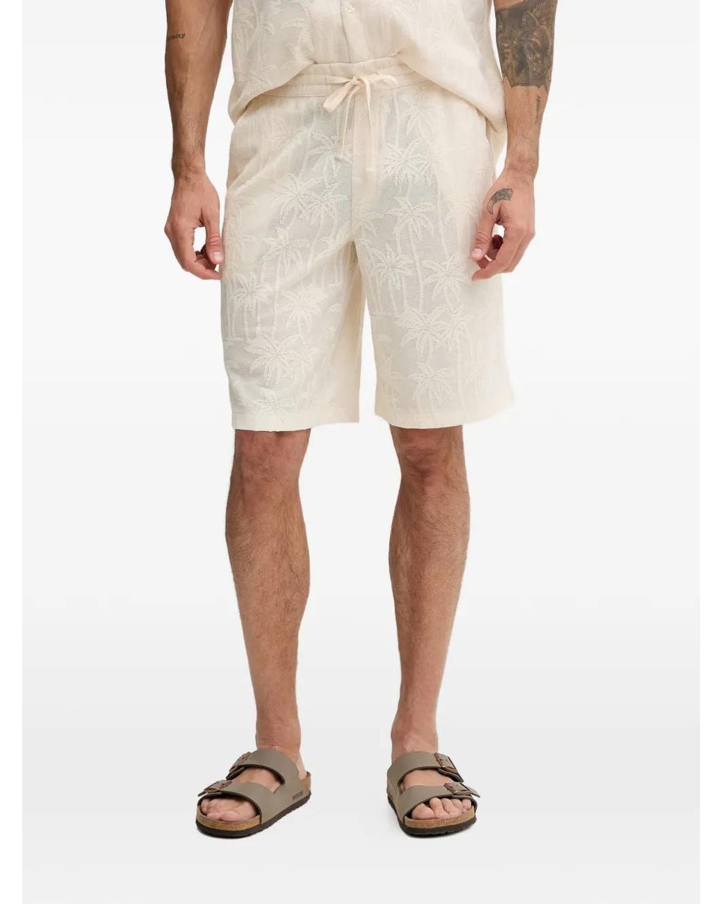 Guess Natural Palm-Tree Deck Shorts for men