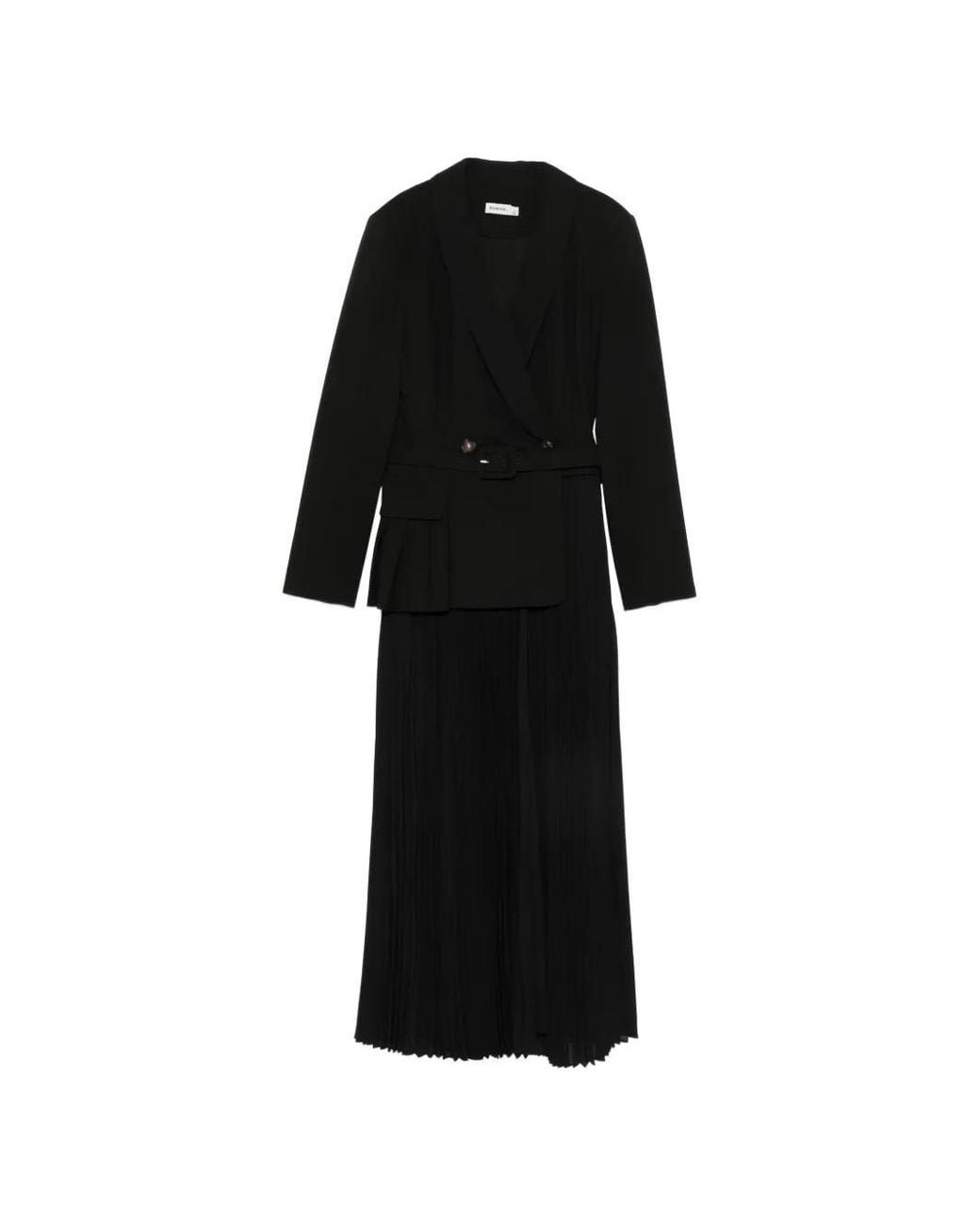 Jonathan Simkhai Black Alexandra Double-Breasted Pleated Midi Dress