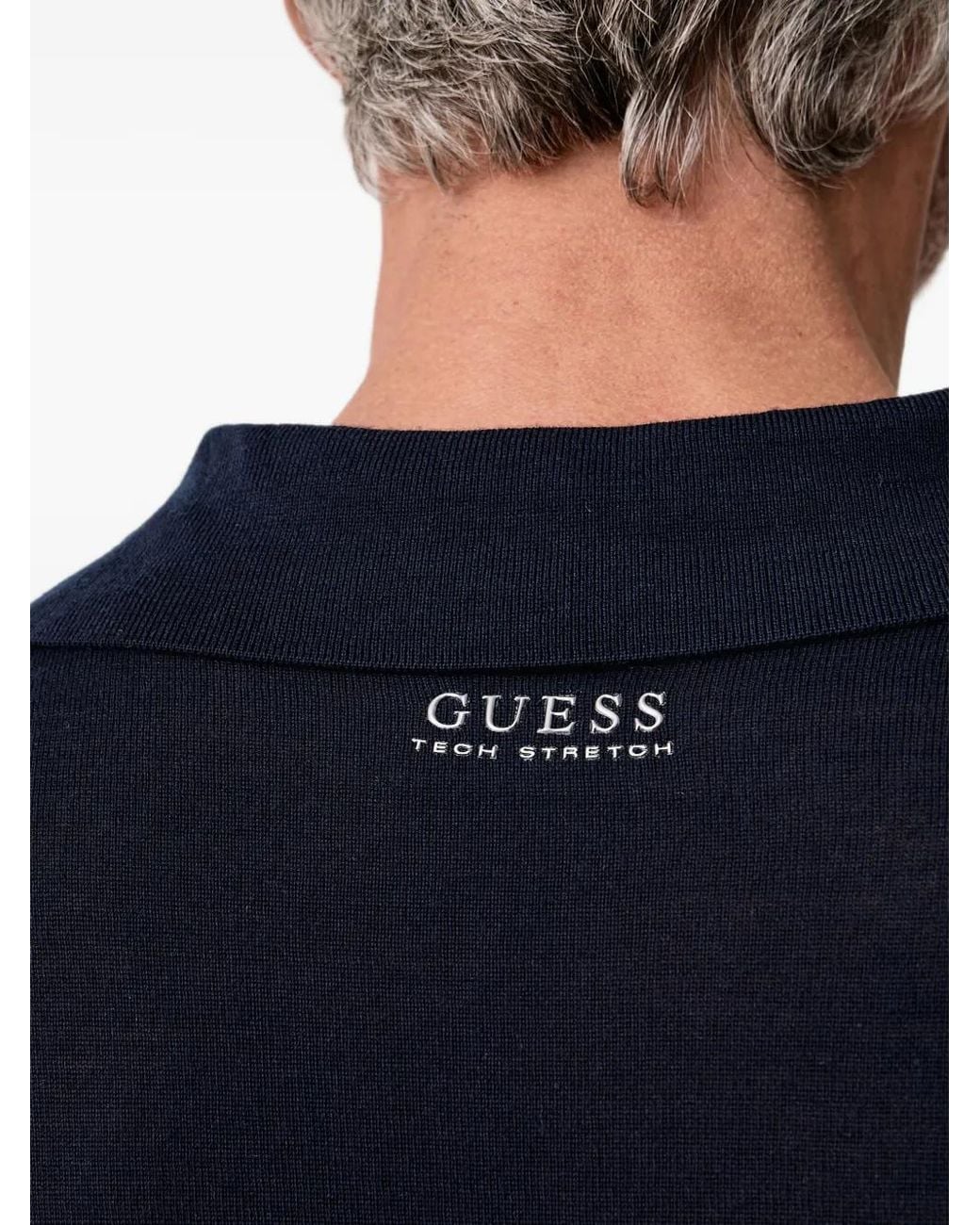 Guess Blue Tech Stretch Polo Sweater for men
