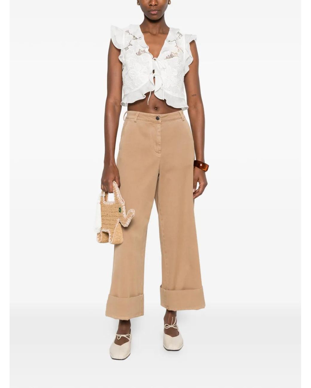 Sandro White Guipure Lace Crop Top