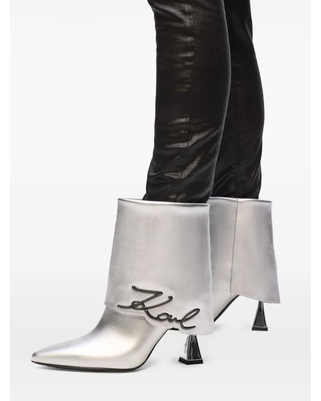 Karl Lagerfeld Gray Exclusive Debut Ii Fold-Down Ankle Boots