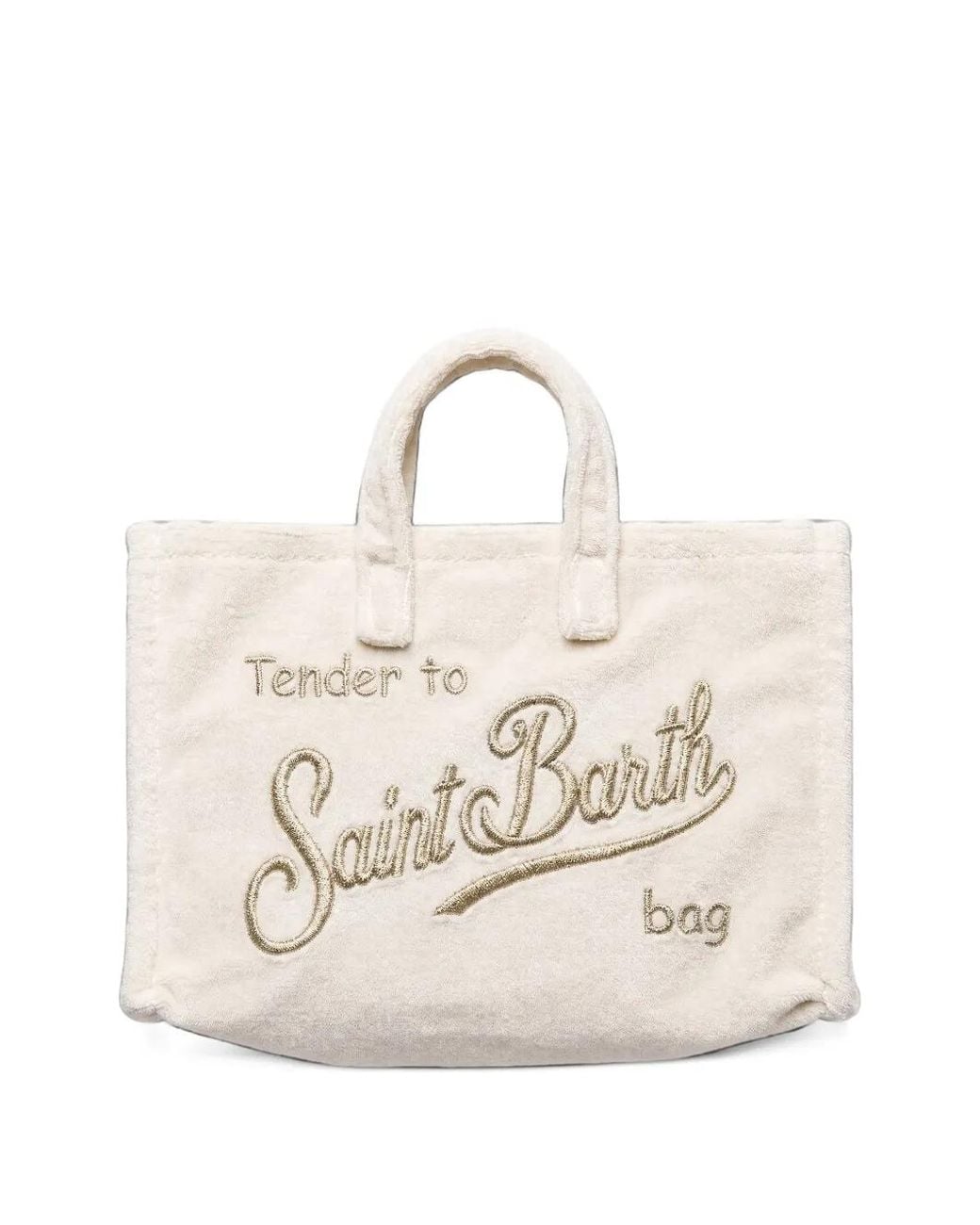 Mc2 Saint Barth White Embroidered Terry-Cloth Tote Bag