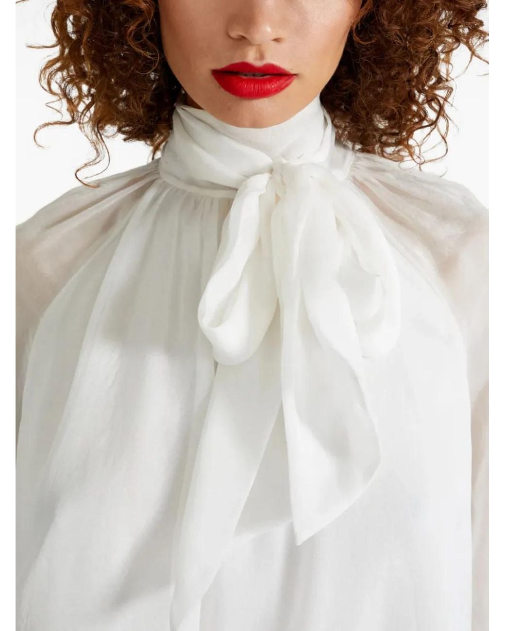Temperley London White Quintette Smocked-Cuff Blouse