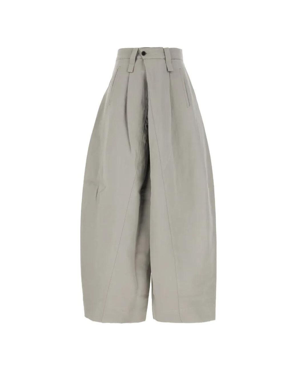 Niccolò Pasqualetti Gray Pleated Wide-Leg Trousers