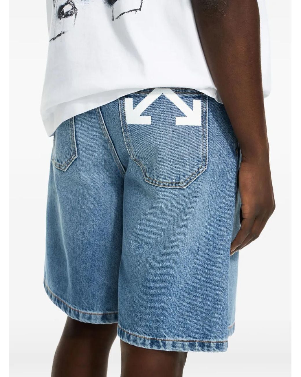 Off-White c/o Virgil Abloh Blue Half Arrow Denim Shorts for men