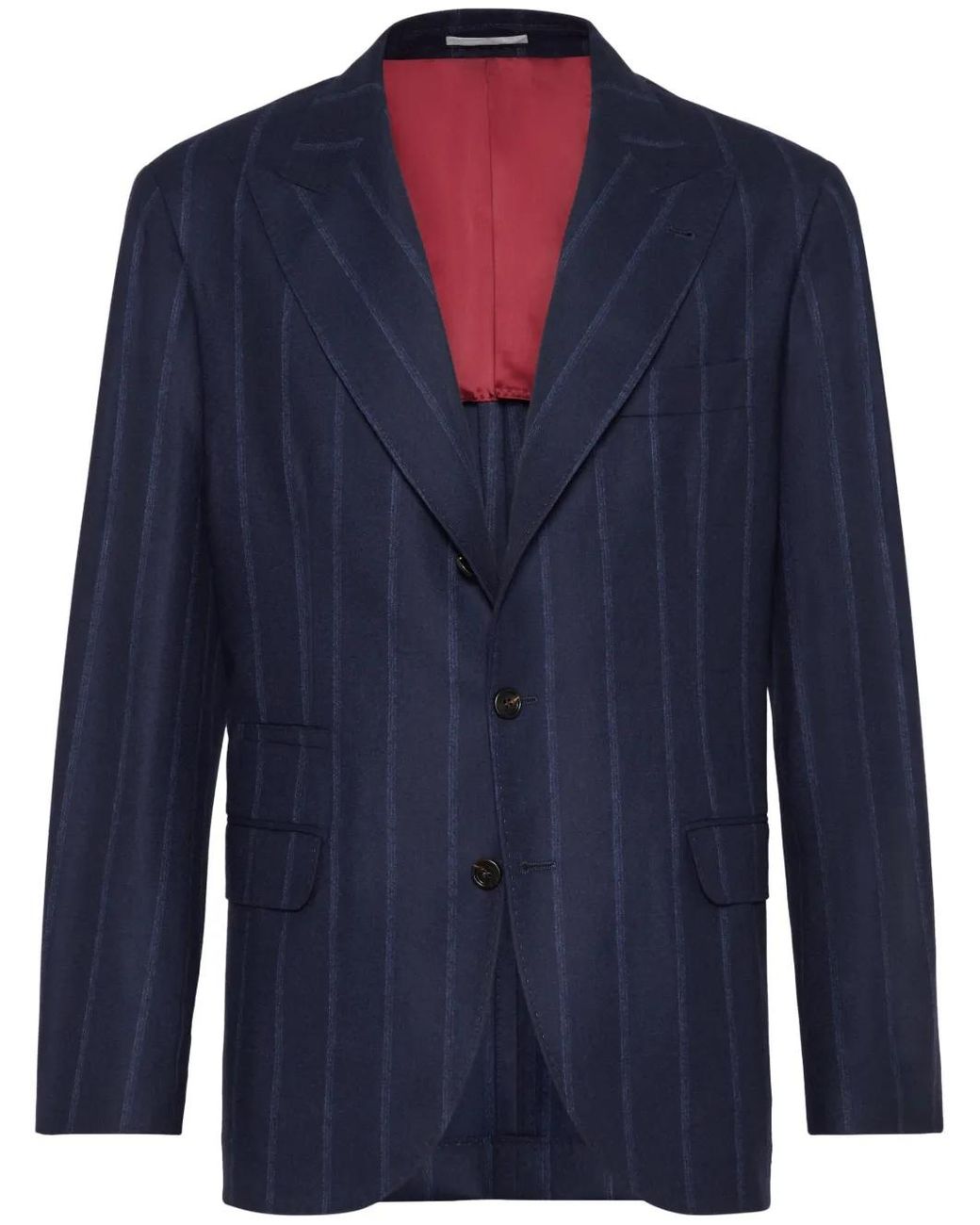 Brunello Cucinelli Blue Striped Wool Blazer for men