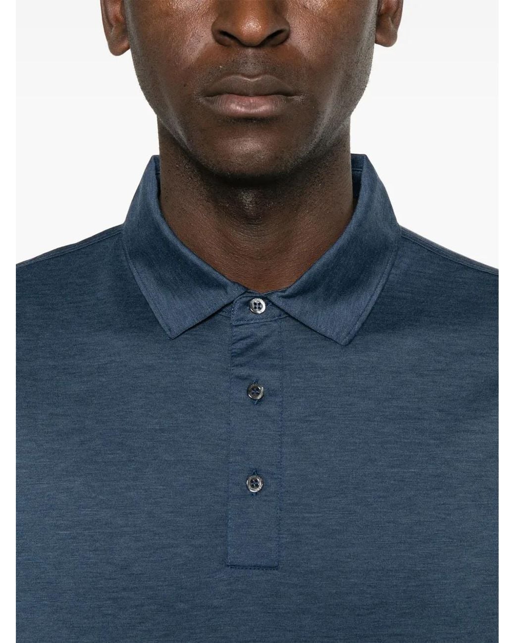 Corneliani Blue Lightweight-Jersey Polo Shirt for men