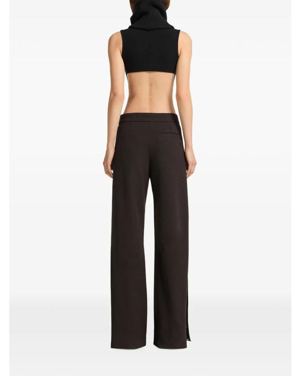 Courreges Black Snap-Detail Heathered Trousers