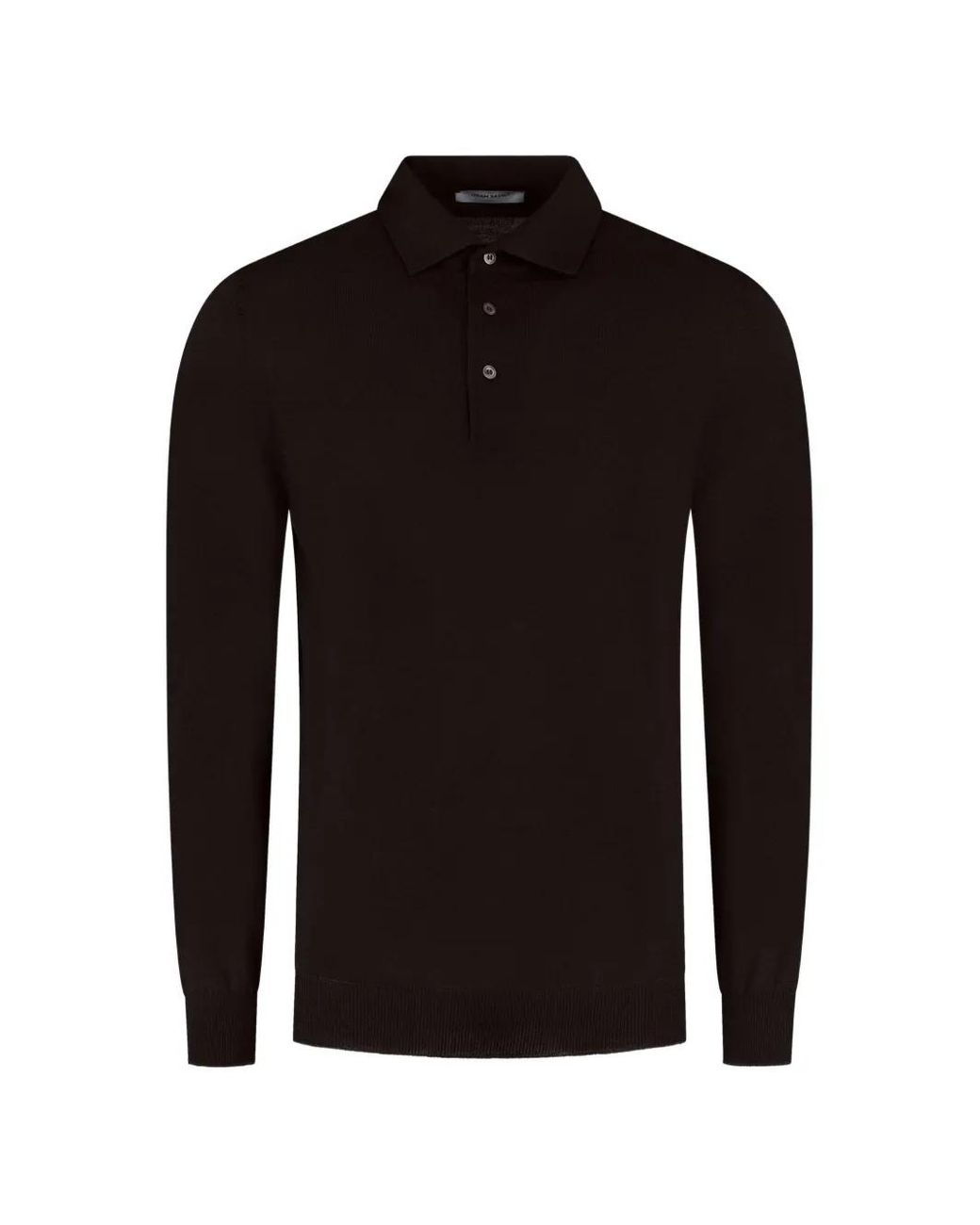 Gran Sasso Black Long-Sleeve Polo Shirt for men