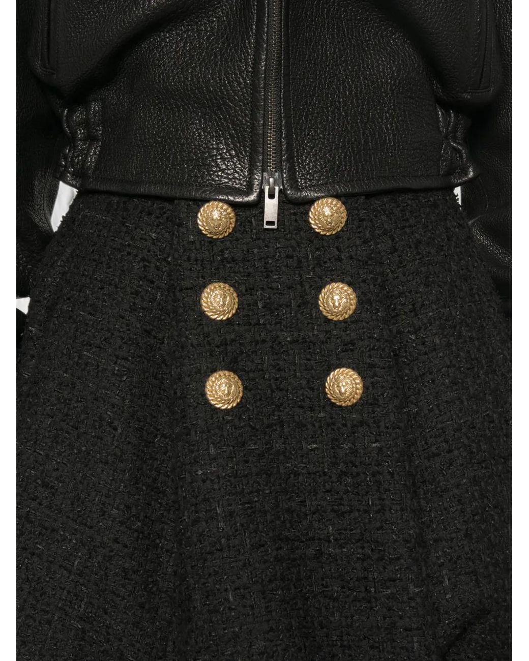 Balmain Flared Tweed Rok in het Black