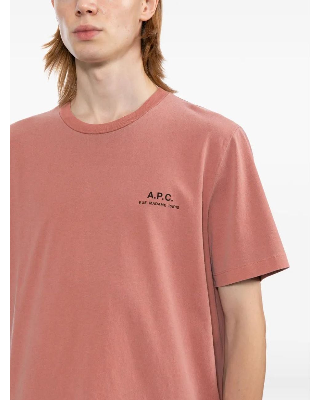 A.P.C. Pink Logo-Print Short-Sleeve T-Shirt for men
