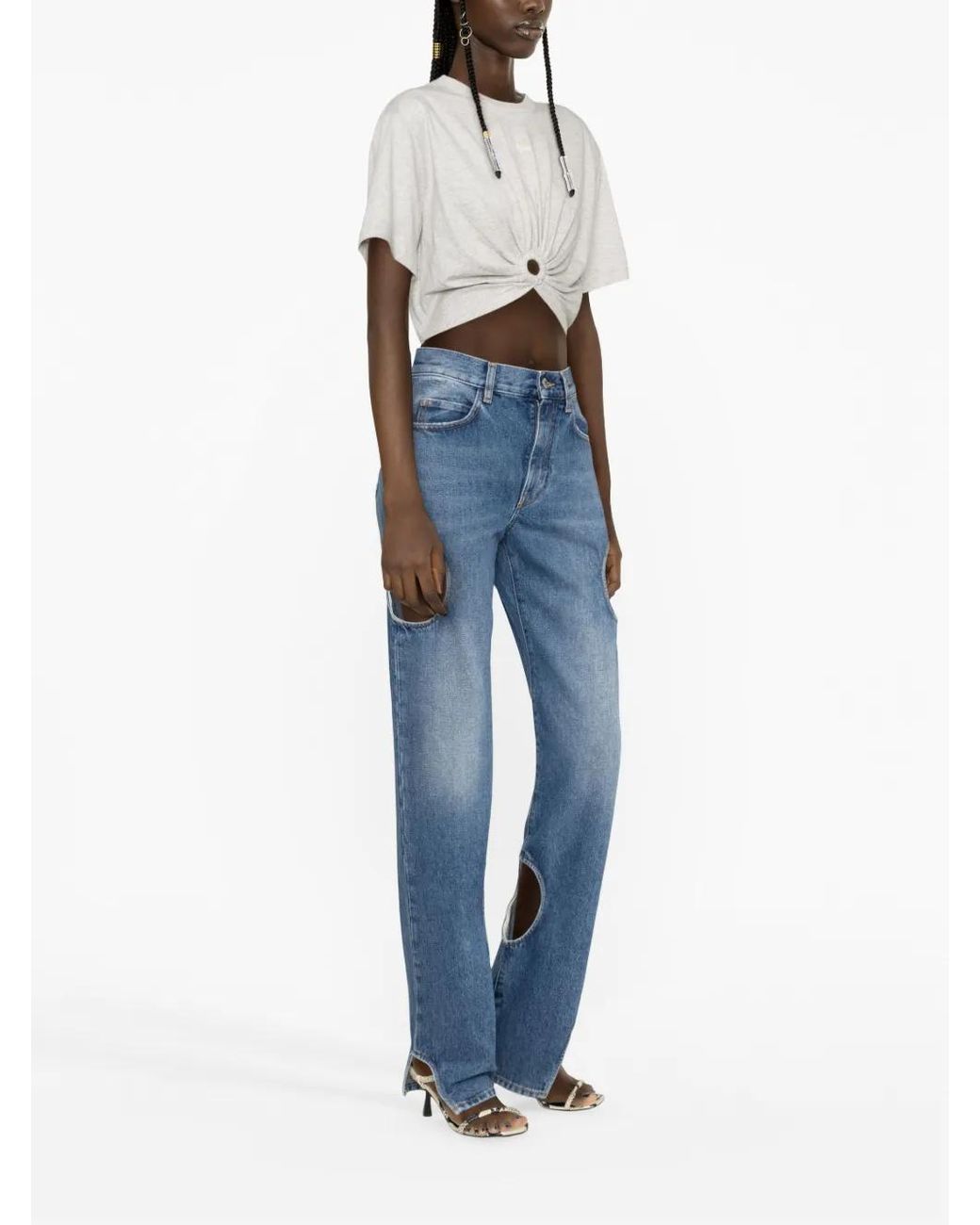 Off-White c/o Virgil Abloh Blue Meteor Hole-detail Jeans